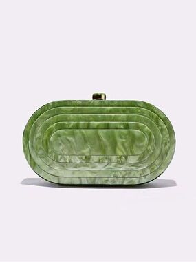 Green Oval Resin Clutch Bag